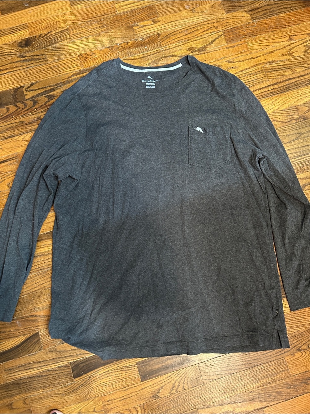 Tommy Bahama Charcoal Gray Long-Sleeve Pocket Tee